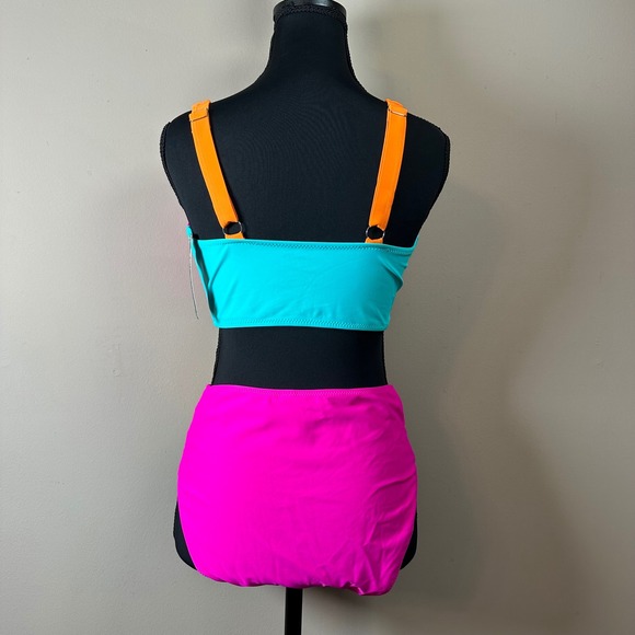 Blooming Jelly Colorblock Bikini Set High Waist Swimsuit Beachwear Medium - Picture 2 of 5